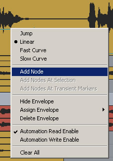 Addin a node to an envelope in Cakewalk Sonar 6